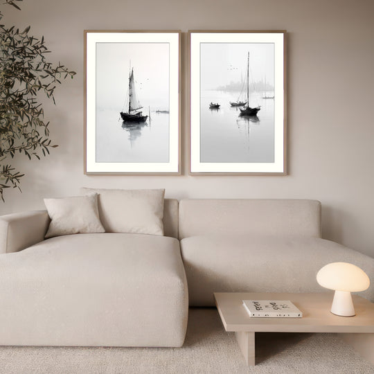 Minimalist Sailboat Wall Art Prints Set of 2