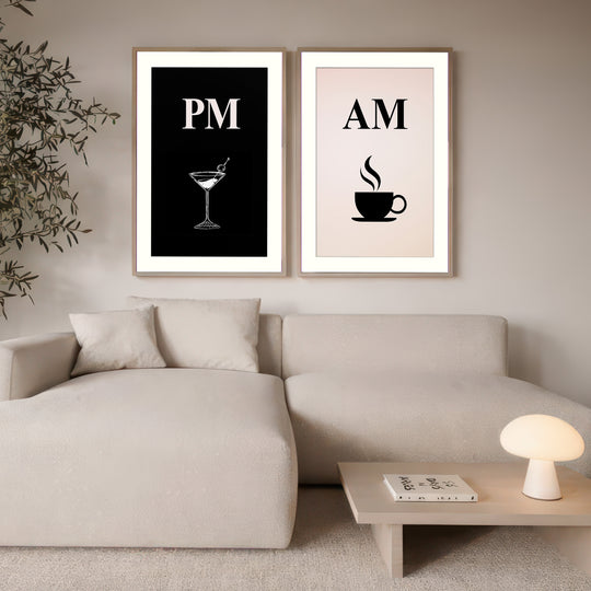 AM PM Wall Art Prints Set of 2
