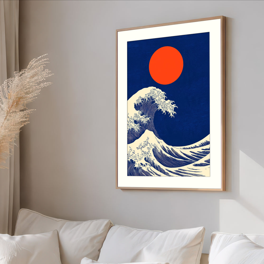 Navy Blue Ocean Print