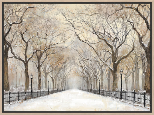 Snowy Park Path Canvas Print