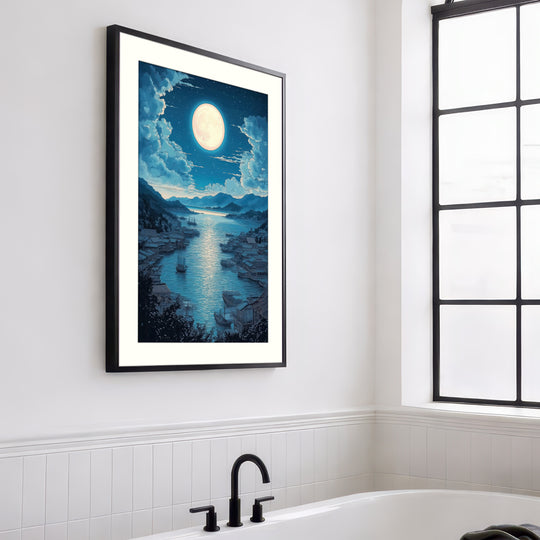 Moonlight Japanese Landscape Print
