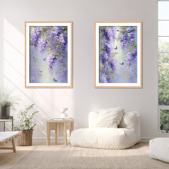 Purple Wisteria Wall Art Prints Set of 2