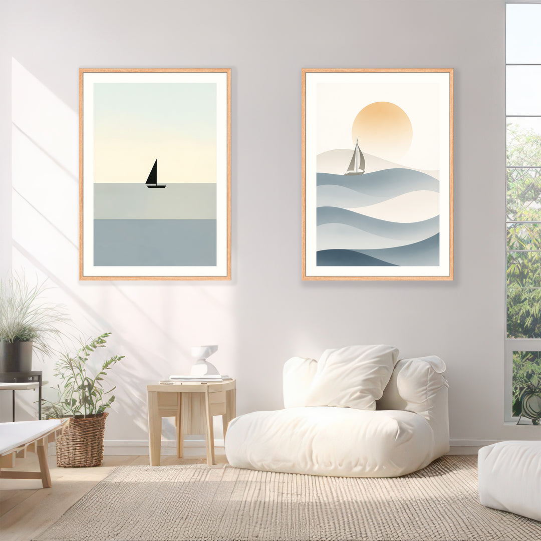 Sailboat Wall Art Prints Set of 2