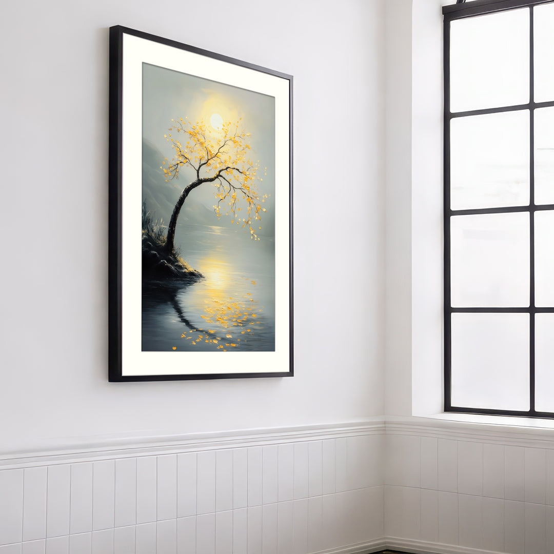 Golden Tree Lake Wall Art Print