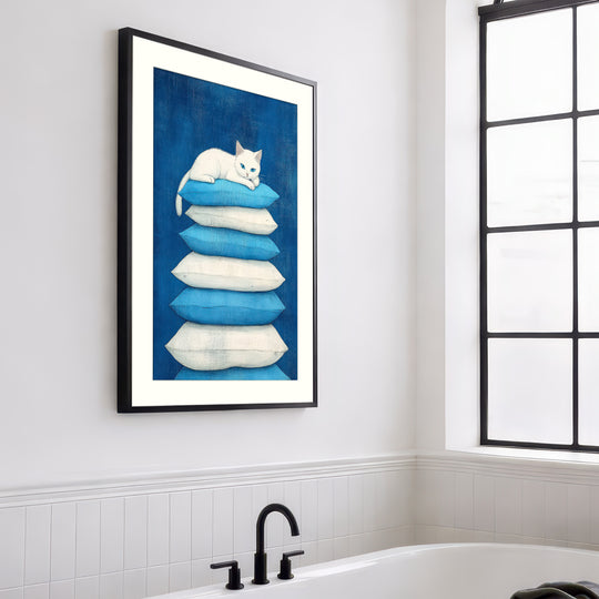 White Cat Wall Art Print