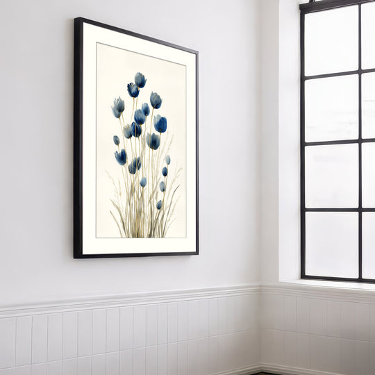 Blue Wildflower Art Print: Botanical Stems