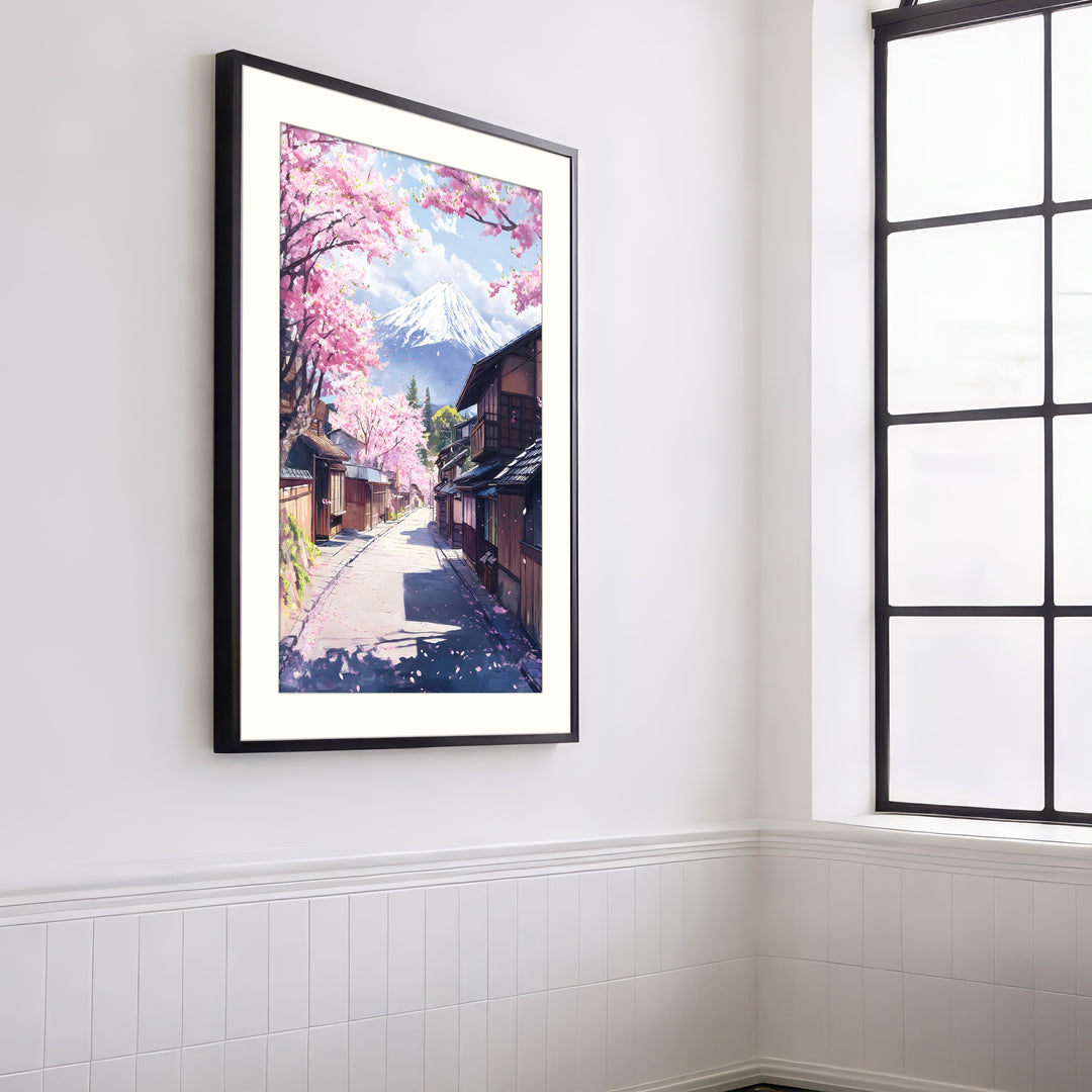 Cherry Blossom Street with Mount Fuji