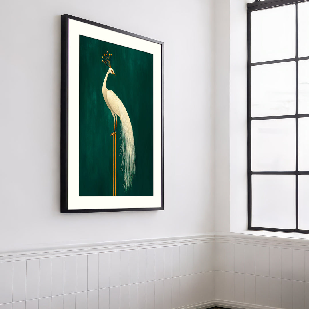 White Peacock Wall Art Print