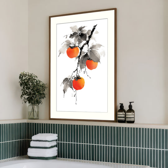 Sumi-e Persimmons on Branch