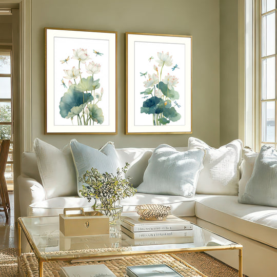 Lotus Flower Wall Art Prints Set of 2