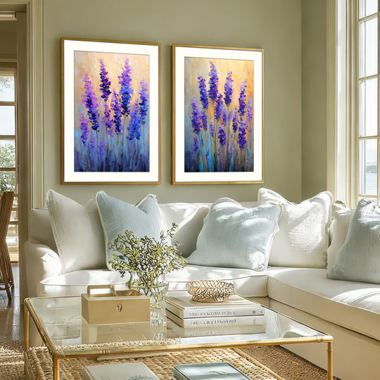 Purple Flower Wall Art Prints Set of 2