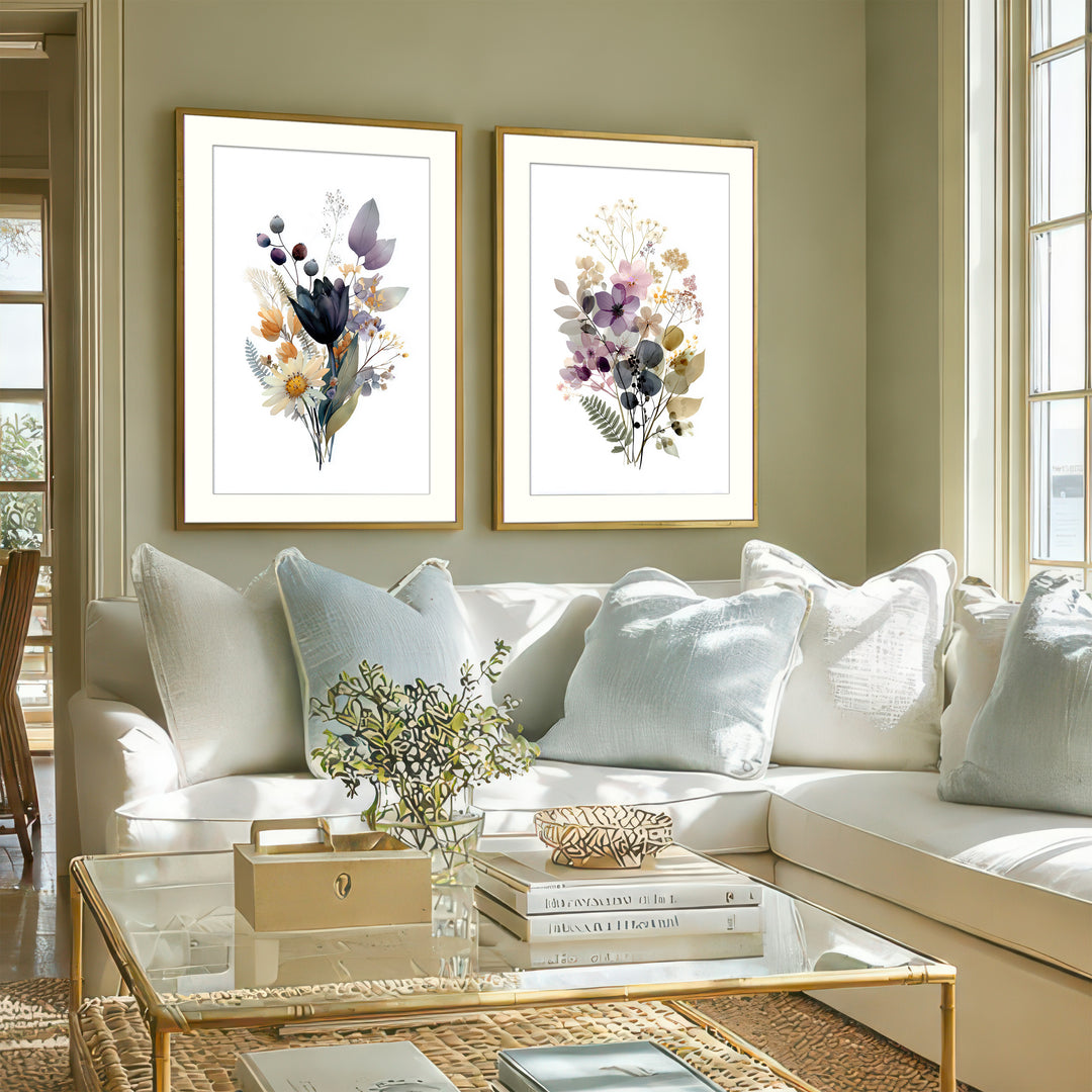 Wildflower Botanical Wall Art Prints Set of 2