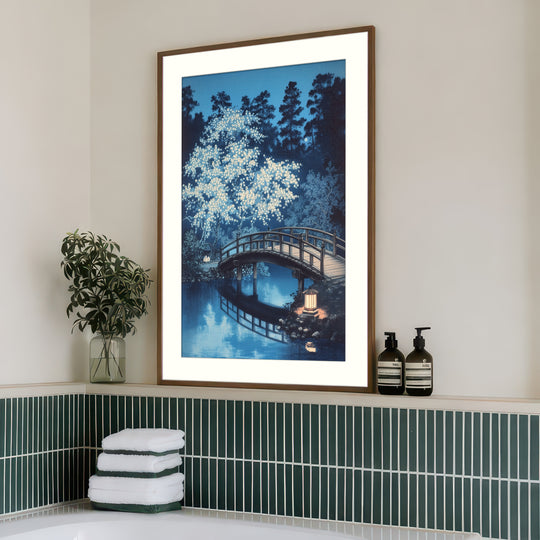 Moonlit Bridge and Blossoms
