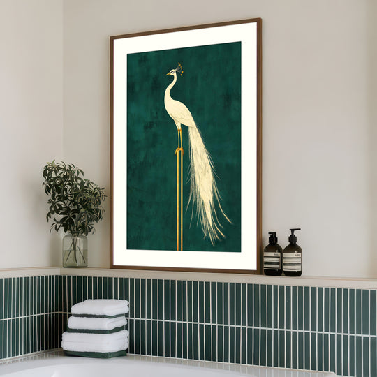White Peacock on Gold Pedestal