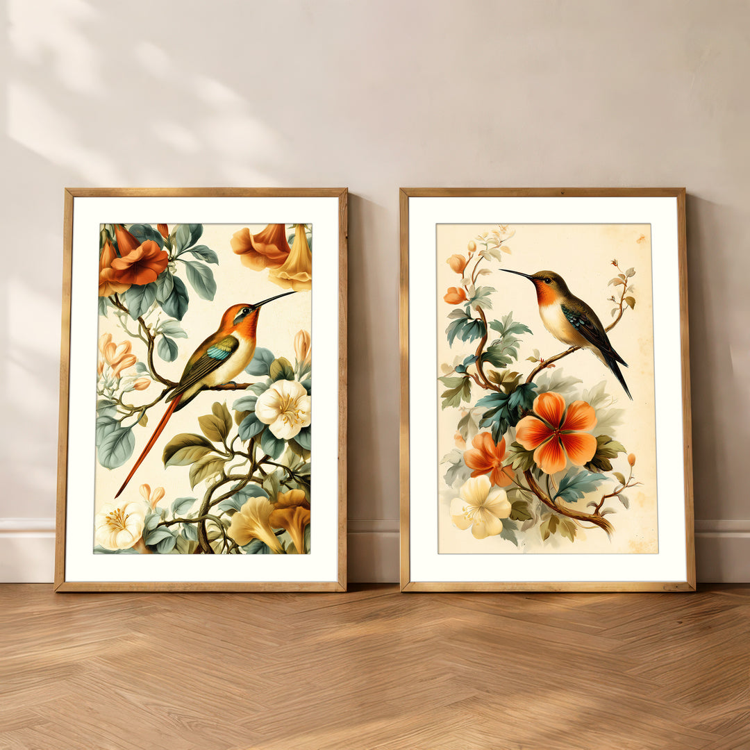 Hummingbird Floral Wall Art Prints