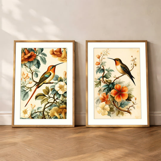 Hummingbird Floral Wall Art Prints