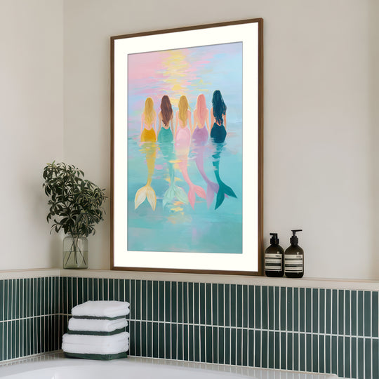 Pastel mermaid wall art print