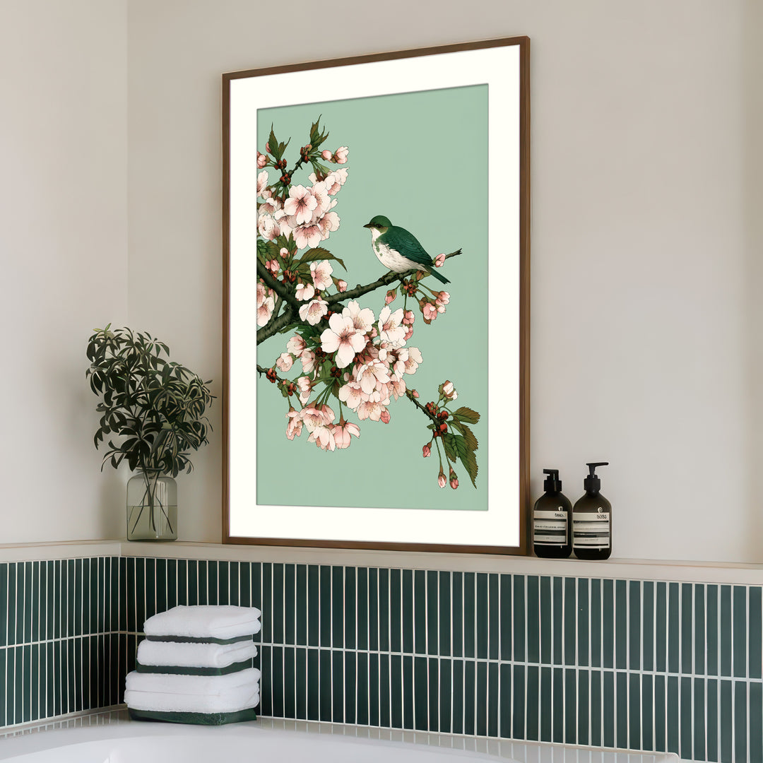 Cherry Blossom Bird Art Print