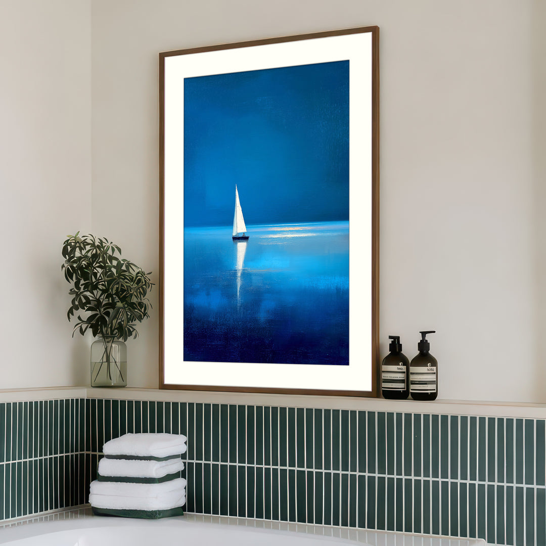 Blue Sailboat Art Print