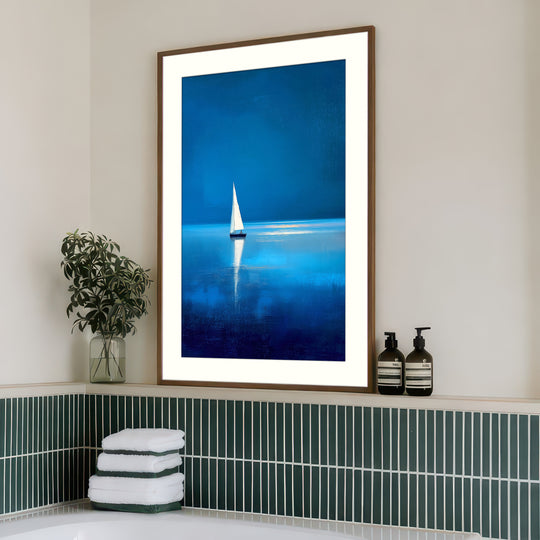 Blue Sailboat Art Print