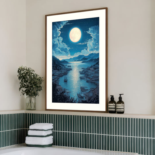 Moonlight Japanese Landscape Print