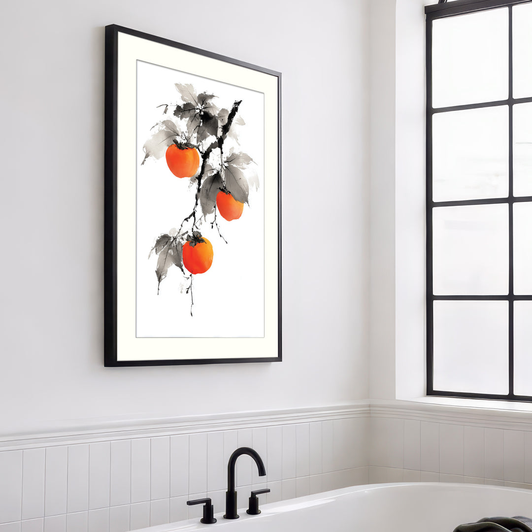 Sumi-e Persimmons on Branch