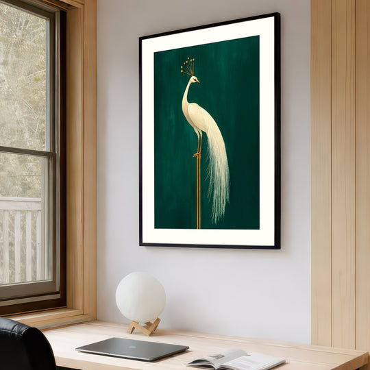 White Peacock Wall Art Print