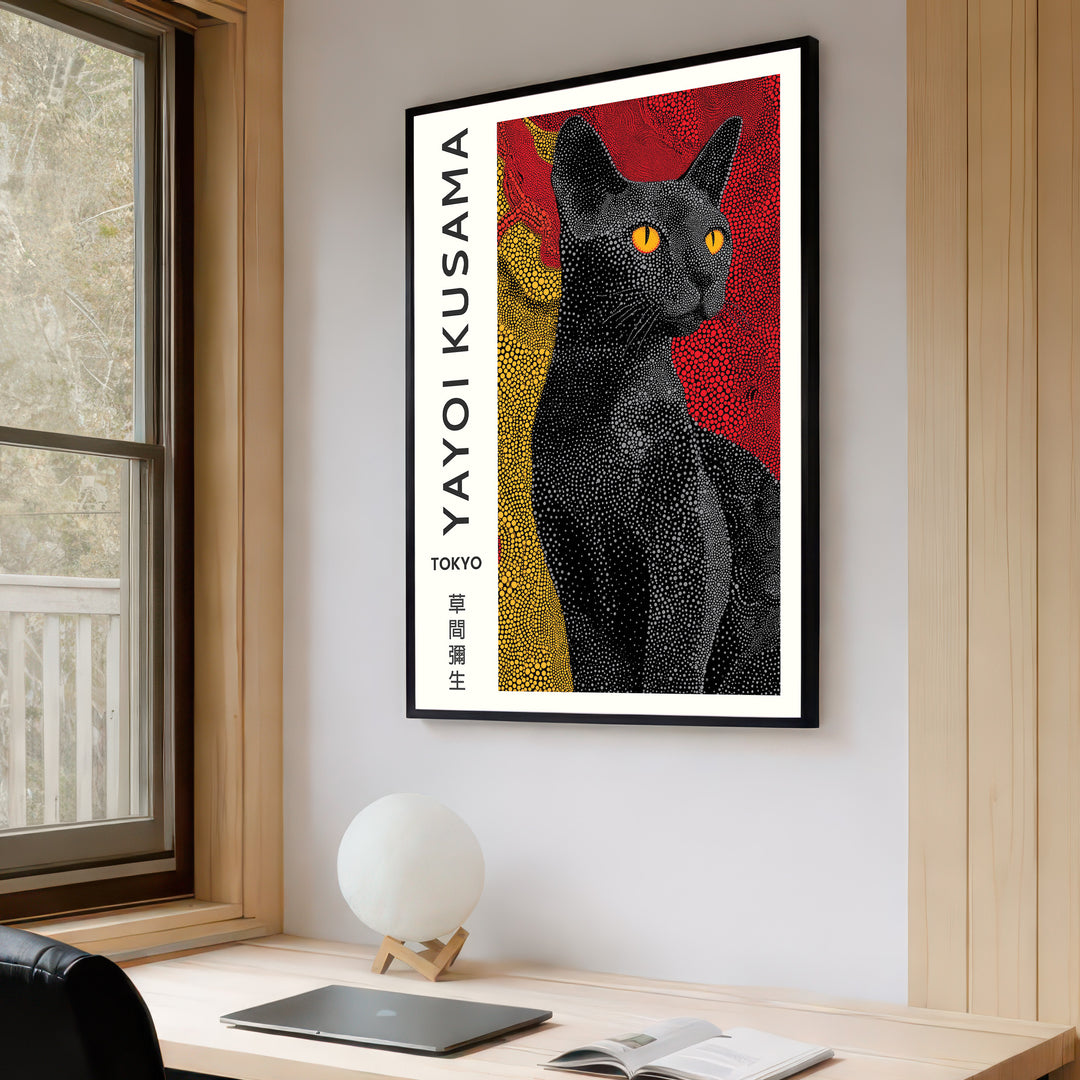 Yayoi Kusama Black Cat Portrait