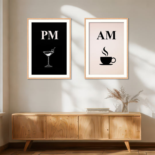AM PM Wall Art Prints Set of 2