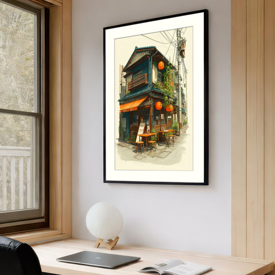 Japanese Street Cafe Wall Art Print