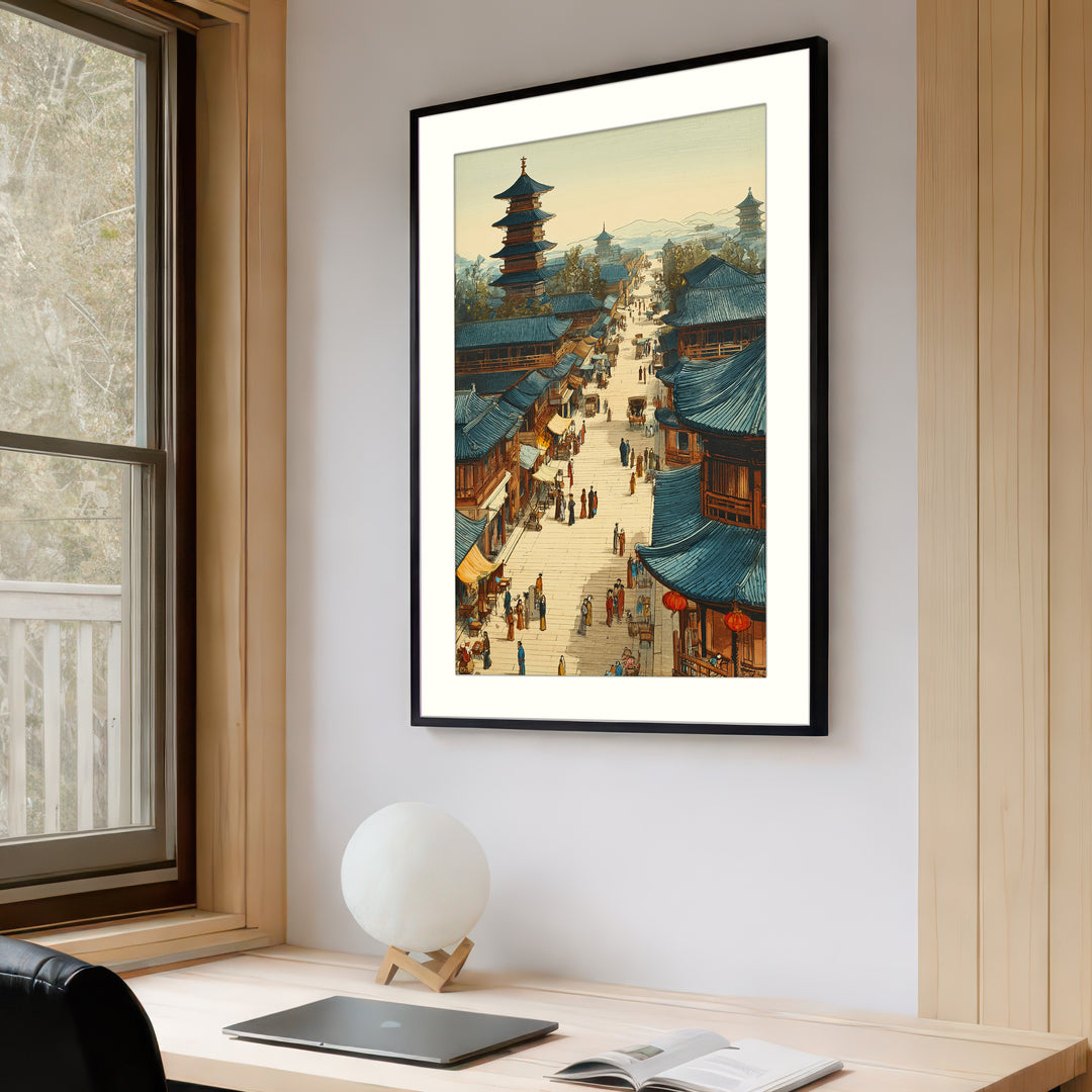 Japanese City Street Wall Art Print