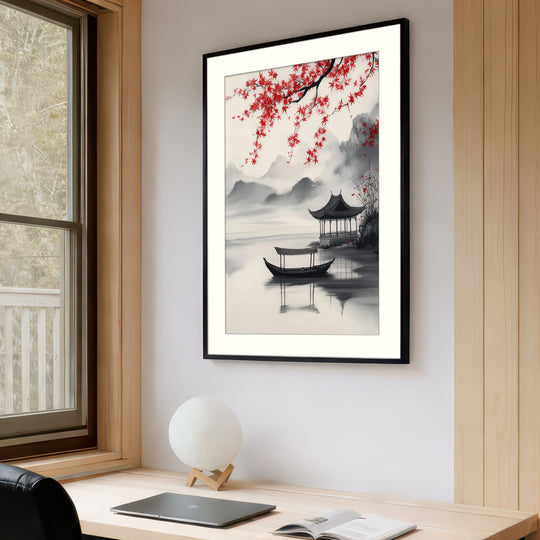 Asian Lake Pavilion Wall Art Print