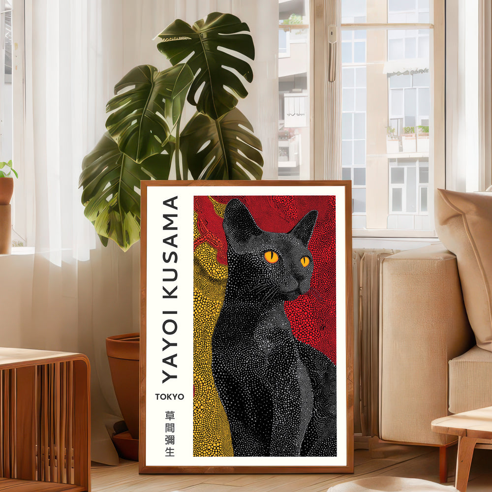 Yayoi Kusama Black Cat Portrait