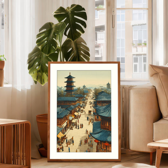 Japanese City Street Wall Art Print