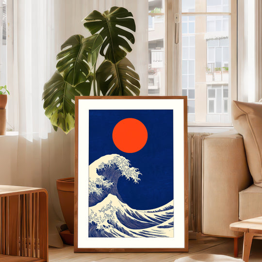 Navy Blue Ocean Print