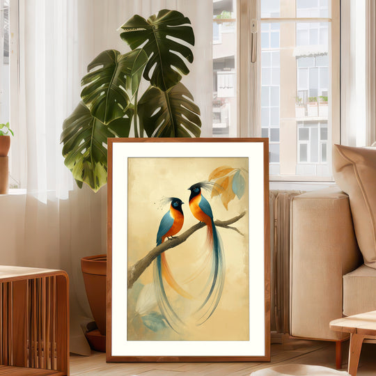 Elegant Tropical Birds Wall Art Print