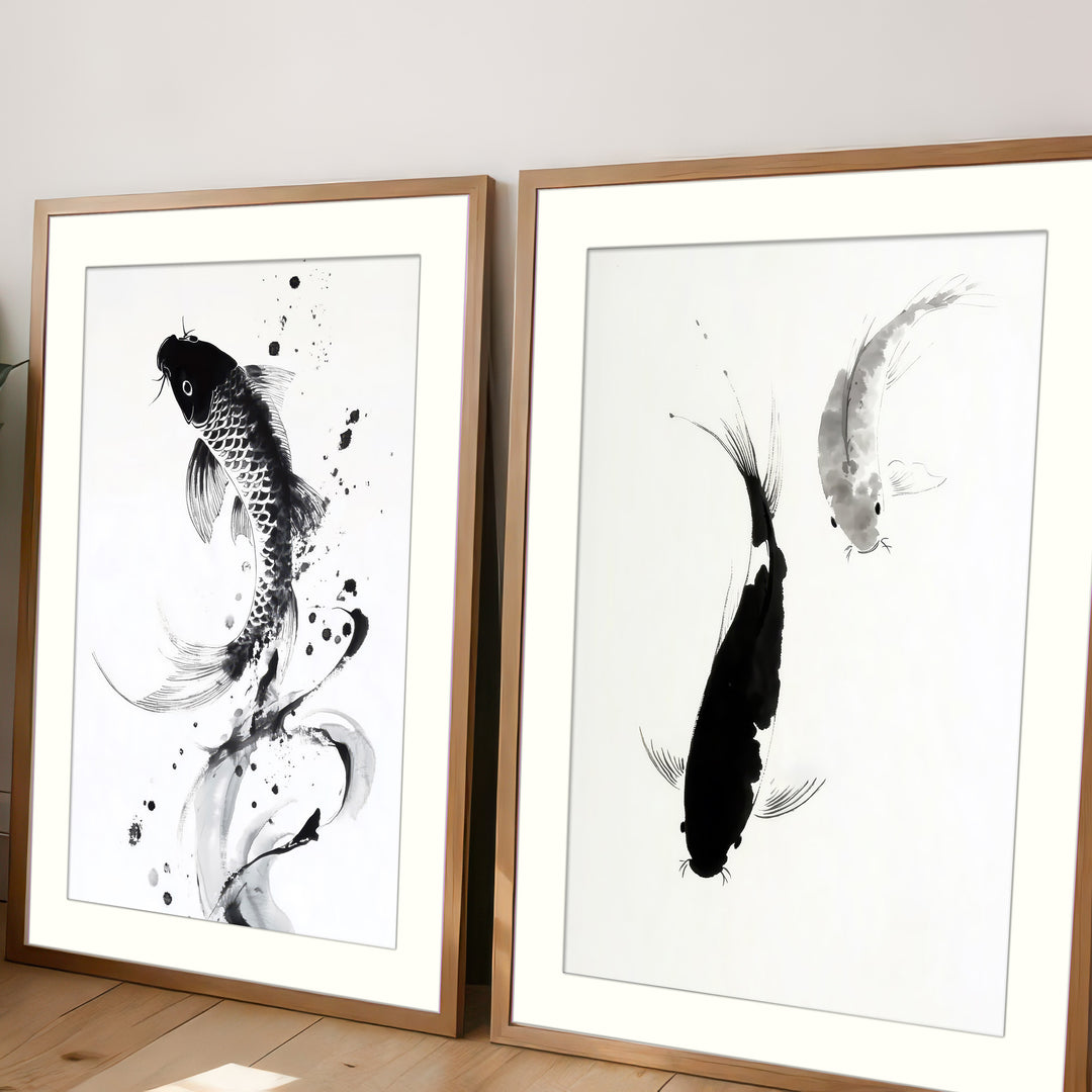 Koi Fish Art Prints Set of 2