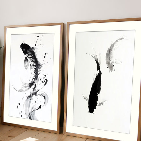 Koi Fish Art Prints Set of 2