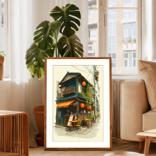 Japanese Street Cafe Wall Art Print