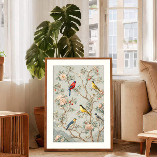 Birds Floral Wall Art Print