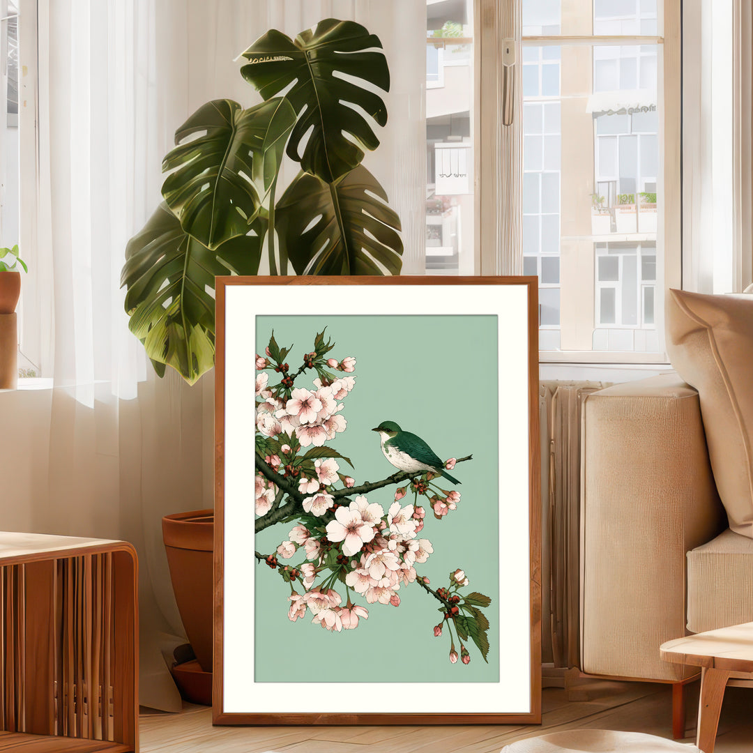Cherry Blossom Bird Art Print