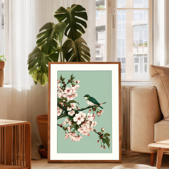 Cherry Blossom Bird Art Print