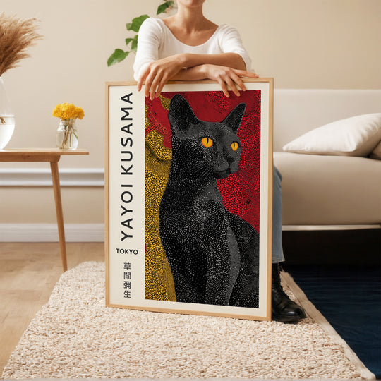Yayoi Kusama Black Cat Portrait