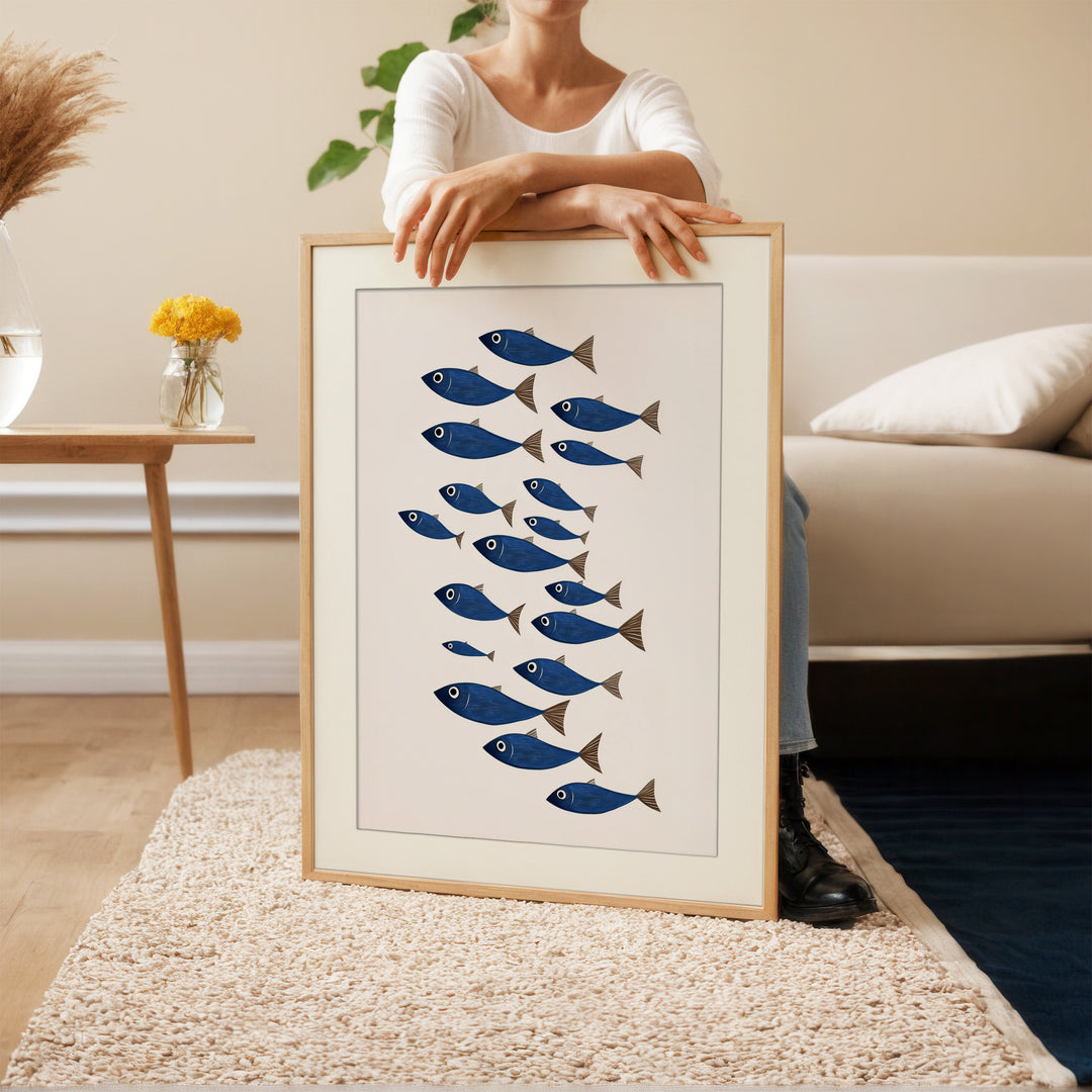 Blue Fish Wall Art Print