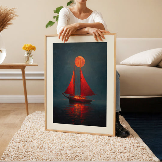 Red Sailboat Art Print