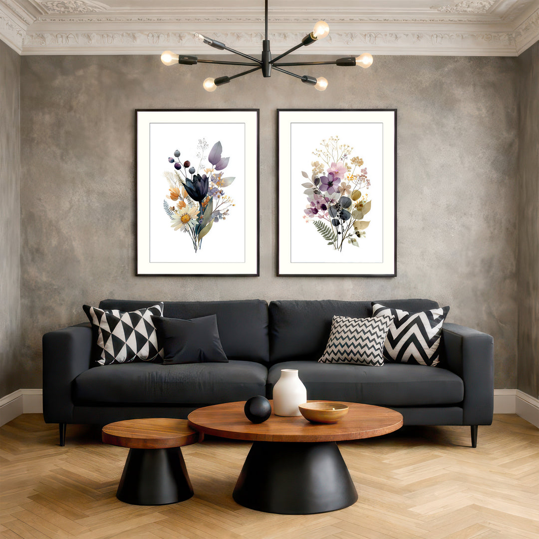 Wildflower Botanical Wall Art Prints Set of 2