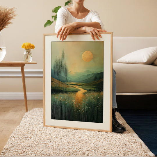 Golden Sun Landscape Wall Art Print