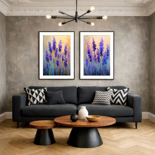 Purple Flower Wall Art Prints Set of 2