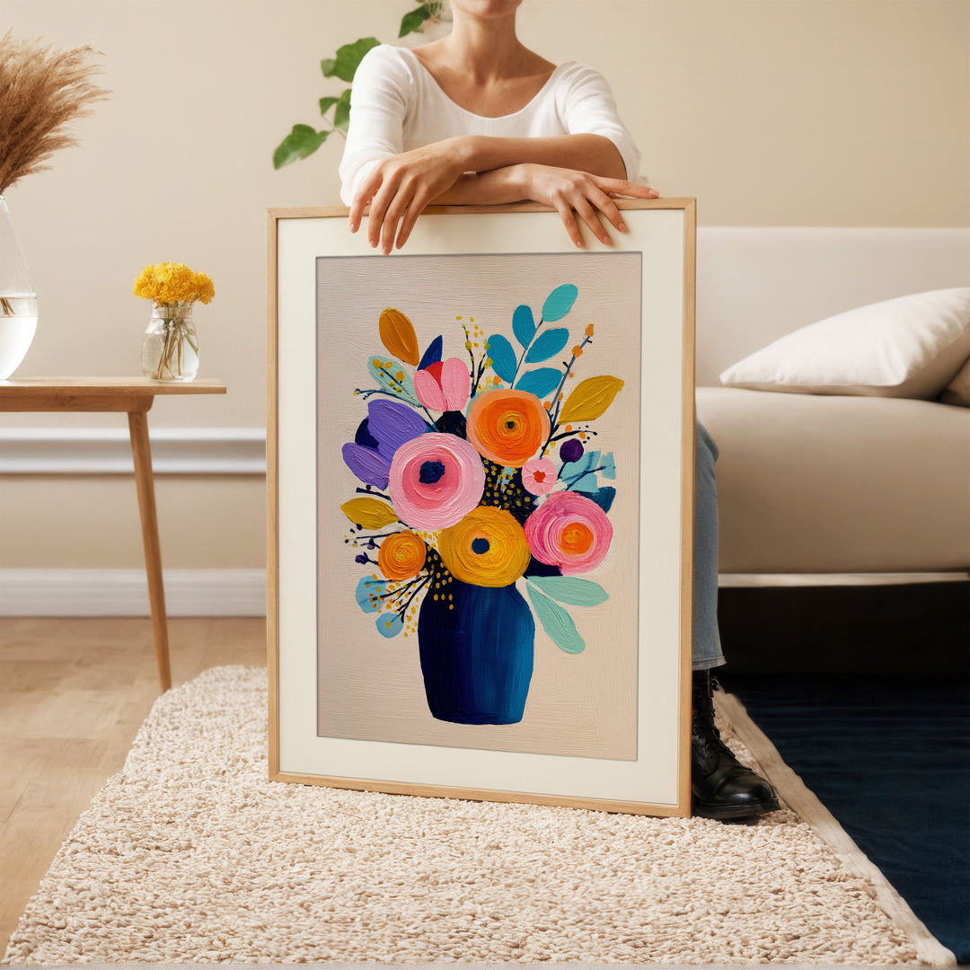 Colorful floral wall art print