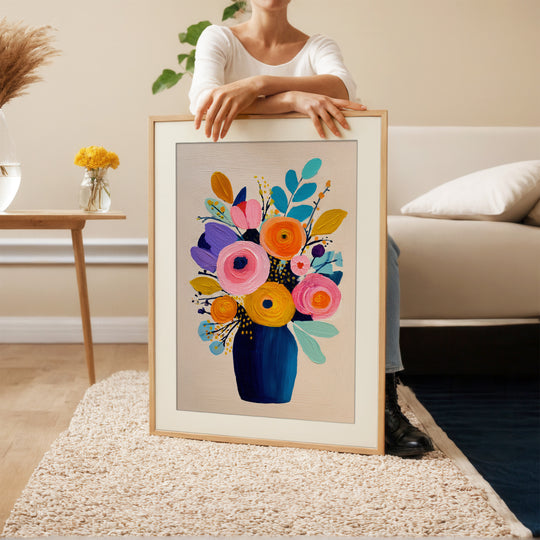 Colorful floral wall art print